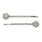 Simulated Crystal Flower Bobby Pin Set, Women's, Silver