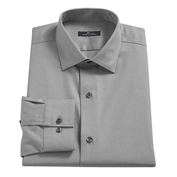 Men's Marc Anthony Slim-fit No-iron Dress Shirt, Size: 16.5-34/35, Dark Grey