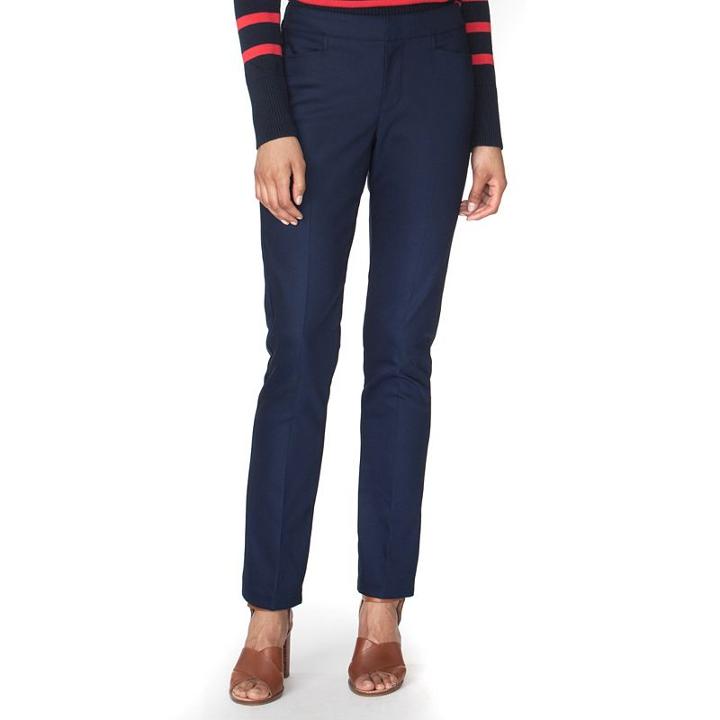 Women's Chaps Solid Straight-leg Pants, Size: 2, Blue (navy)