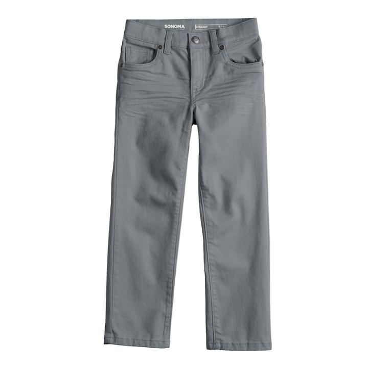 Boys 4-12 Sonoma Goods For Life&trade; Straight Comfy Waist Pants In Regular, Slim & Husky, Size: 7, Med Grey