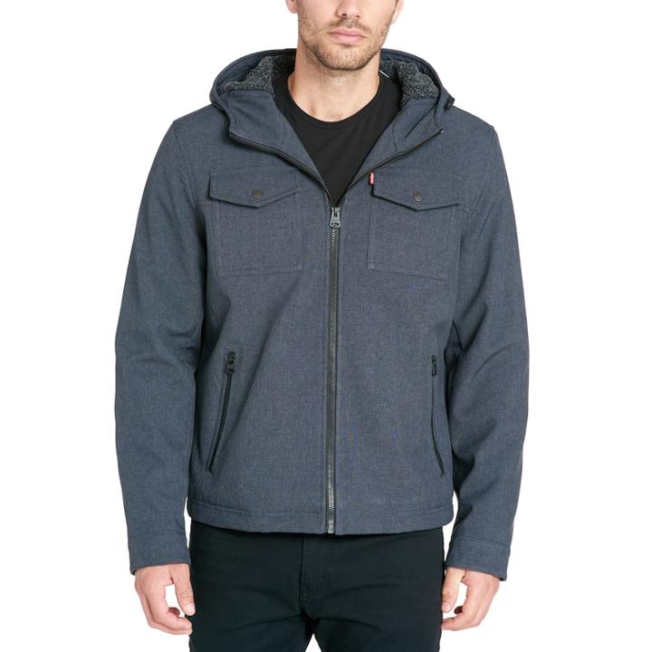 Men's Levi's Sherpa-lined Softshell Trucker Jacket, Size: Small, Dark Blue