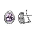 Lyric Sterling Silver Amethyst And Diamond Accent Oval Button Stud Earrings, Women's, Purple