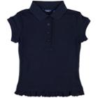 Girls 4-6x Chaps Eyelet School Uniform Polo, Girl's, Size: Large, Blue (navy)