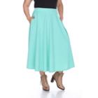 Plus Size White Mark Pleated Midi Skirt, Women's, Size: 3xl, Lt Green