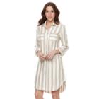 Women's Sharagano Striped Roll-tab Shirtdress, Size: 10, Ovrfl Oth