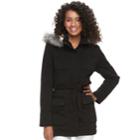 Juniors' Urban Republic Faux-fur Hood Fleece Coat, Teens, Size: Xl, Black