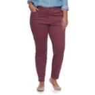 Plus Size Sonoma Goods For Life&trade; Curvy Fit Sateen Skinny Pants, Women's, Size: 24 W, Drk Purple