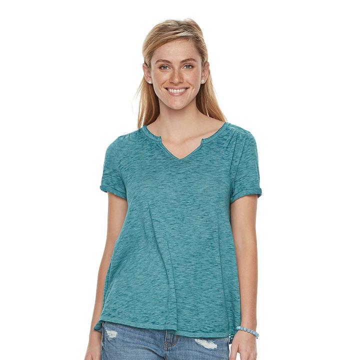 Women's Sonoma Goods For Life&trade; Splitneck Tee, Size: Small, Turquoise/blue (turq/aqua)
