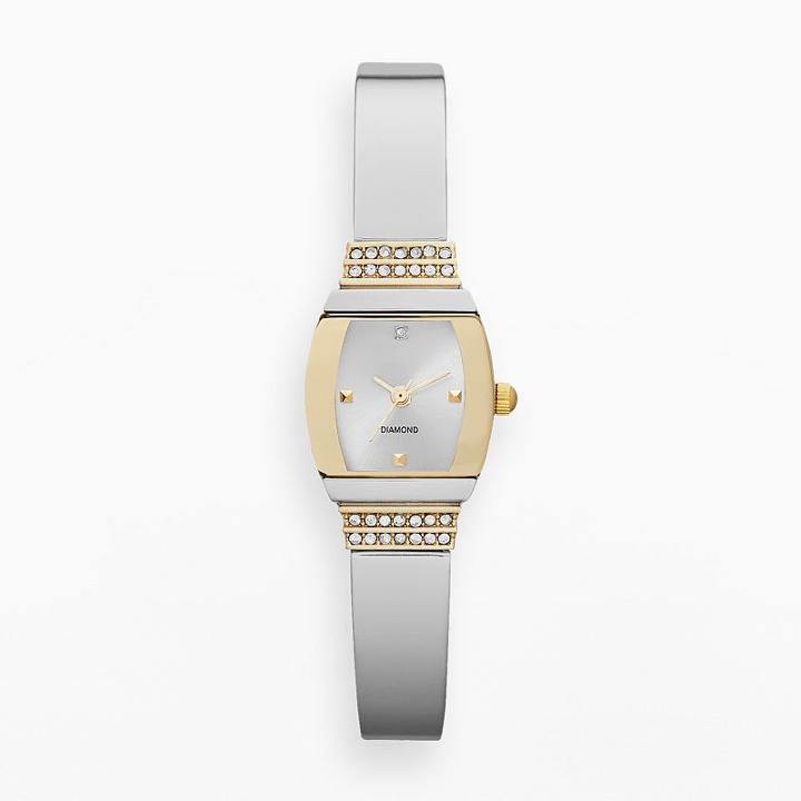 Women's Diamond Two Tone Half Bangle Watch, Size: Xs-s, Grey