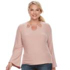 Juniors' Plus Size Mudd Keyhole Bell-sleeve Top, Teens, Size: 3xl, Light Pink
