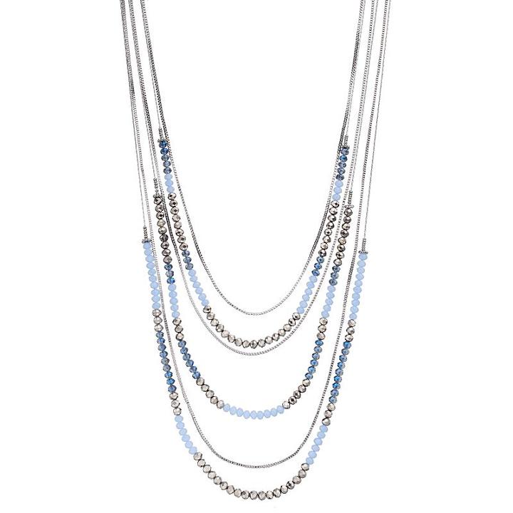 Simply Vera Vera Wang Long Layered Blue Beaded Necklace, Women's