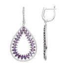 Sterling Silver Cubic Zirconia Teardrop Earrings, Women's, Purple