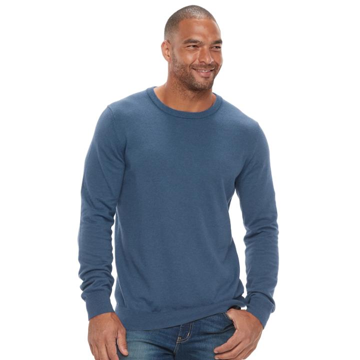 Big & Tall Sonoma Goods For Life&trade; Classic-fit Coolmax Crewneck Sweater, Men's, Size: Xxl Tall, Med Blue