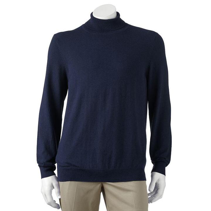 Croft & Barrow Solid Lightweight Turtleneck Sweater - Men (blue)