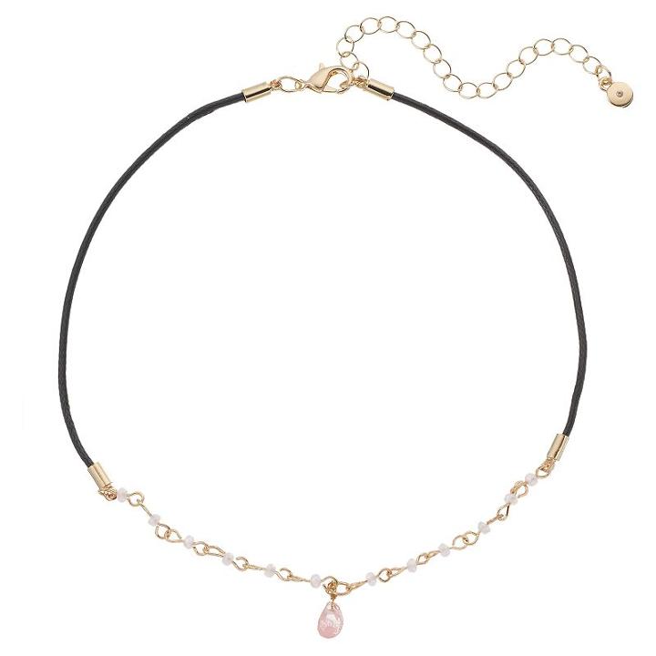 Lc Lauren Conrad Beaded Shaky Stone Cord Choker Necklace, Women's, Pink