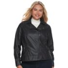 Juniors' Plus Size J-2 Moto Faux-leather Jacket, Teens, Size: 3xl, Grey (charcoal)