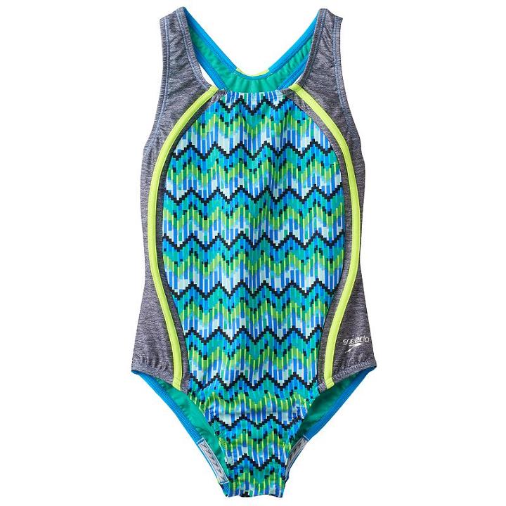 Girls 7-16 Speedo Zig-zag Sport One-piece Swimsuit, Girl's, Size: 16, Med Blue