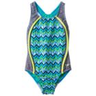 Girls 7-16 Speedo Zig-zag Sport One-piece Swimsuit, Girl's, Size: 16, Med Blue