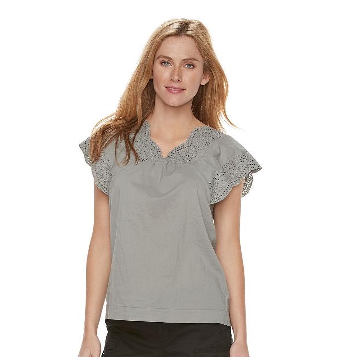 Women's Sonoma Goods For Life&trade; Embroidered Eyelet Top, Size: Xxl, Lt Green