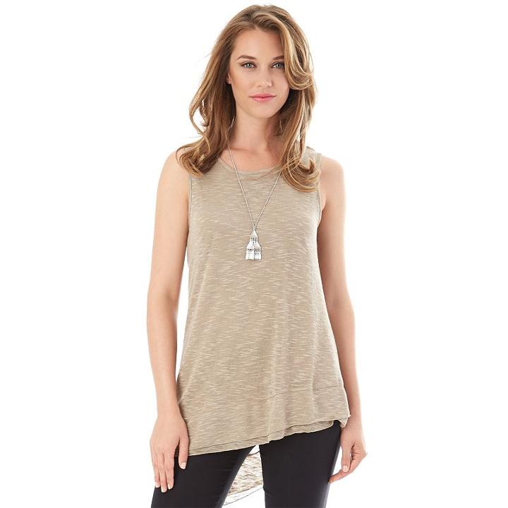 Women's Ab Studio Asymmetrical Hem Necklace Tank, Size: Small, Beige Oth