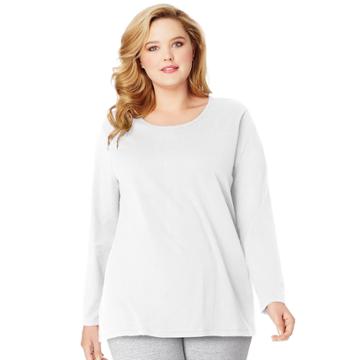 Plus Size Just My Size Long Sleeve Relaxed Crew Tee, Women's, Size: 3xl, White