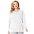 Plus Size Just My Size Long Sleeve Relaxed Crew Tee, Women's, Size: 3xl, White