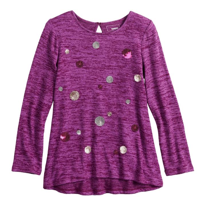 Girls 4-12 Sonoma Goods For Life&reg; Sequined High-low Hem Tunic, Size: 6, Drk Purple