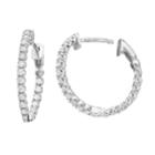 Sterling Silver 1/2 Carat T.w. Hoop Earrings, Women's, White