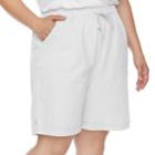 Plus Size Gloria Vanderbilt Jamy Sheeting Drawstring Shorts, Women's, Size: 3xl, White