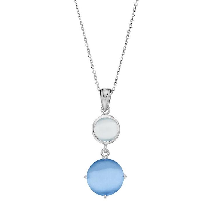Sterling Silver Lab-created Blue & Gray Cat's-eye Pendant Necklace, Women's, Size: 18, Multicolor