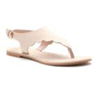 Lc Lauren Conrad Women's Scalloped Microsuede Slingback Thong Sandals, Size: Medium, Blush