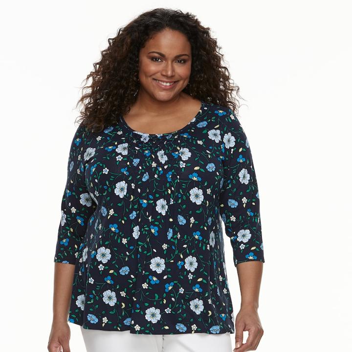 Plus Size Croft & Barrowr Peasant Top, Women's, Size: 1xl, Blue