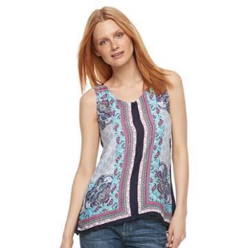 Kate And Sam, Women's Paisley Handkerchief Tank, Size: Large, Blue Other