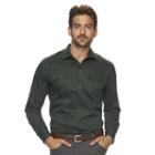 Men's Marc Anthony Slim-fit Military Stretch Button-down Shirt, Size: Large, Dark Green