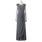 Women's 1 By 8 Embellished Gathered Evening Gown, Size: 4, Med Grey
