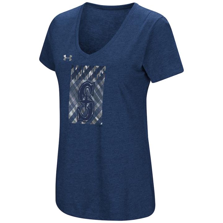 Women's Under Armour Seattle Mariners Heat Gear Streak Tee, Size: Xlrg Av/rg, Blue
