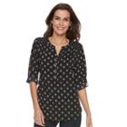 Women's Croft & Barrow&reg; Printed Crepe Woven Top, Size: Xxl, Black