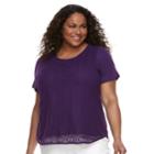 Plus Size Croft & Barrow&reg; Lace Top, Women's, Size: 3xl, Drk Purple