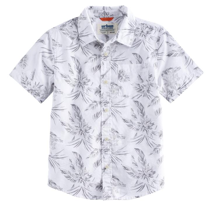 Boys 8-20 Urban Pipeline&reg; Printed Maxwear Button-down Shirt, Size: Medium, White