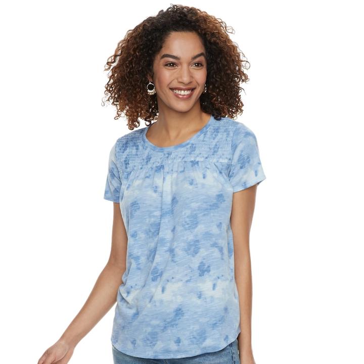 Women's Sonoma Goods For Life&trade; Smocked Tee, Size: Large, Med Blue