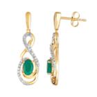 10k Gold Emerald & 1/5 Carat T.w. Diamond Drop Earrings, Women's, Green