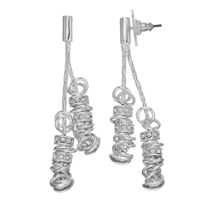 Dana Buchman Simulated Crystal Linear Drop Earrings, Women's, Silver
