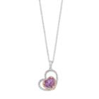 Two Tone 14k Gold Over Silver Amethyst & White Topaz Heart Pendant Necklace, Women's, Size: 18, Purple