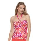 Women's Chaps Striped Halterkini Top, Size: 14, Lt Orange