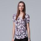 Petite Simply Vera Vera Wang Printed Scoopneck Tee, Women's, Size: L Petite, Med Grey