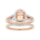 14k Rose Gold Morganite & 1/5 Carat T.w. Diamond Oval Halo Engagement Ring Set, Women's, Size: 4.50, Pink