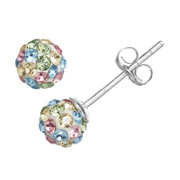 Charming Girl Kids' Sterling Silver Crystal Ball Stud Earrings, Multicolor