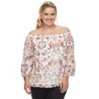 Plus Size Apt. 9&reg; Printed Off-the-shoulder Top, Women's, Size: 0x, Ovrfl Oth