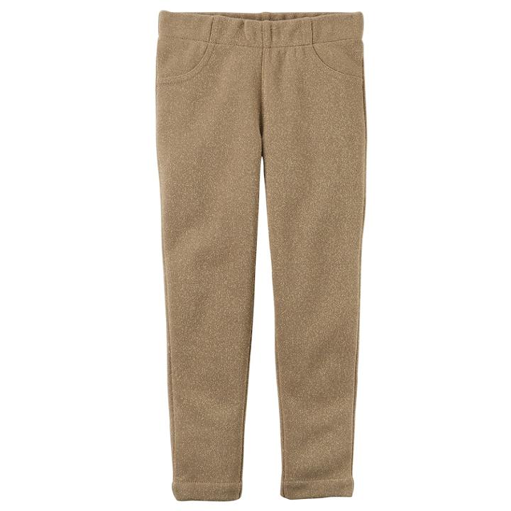 Girls 4-8 Carter's Khaki Sparkle Skinny Jeggings, Size: 6, Med Beige