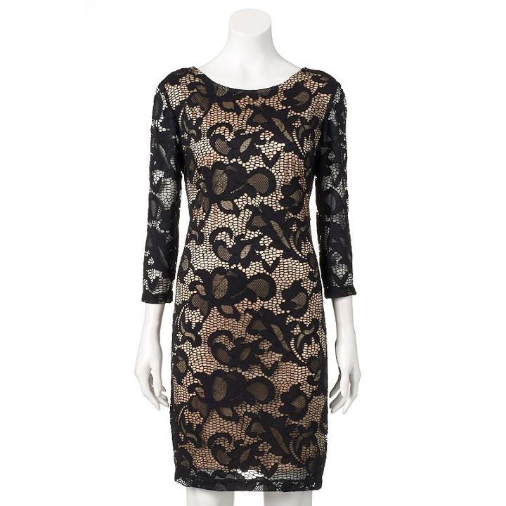 Women's Ronni Nicole Contrasting Lace Sheath Dress, Size: 10, Ovrfl Oth